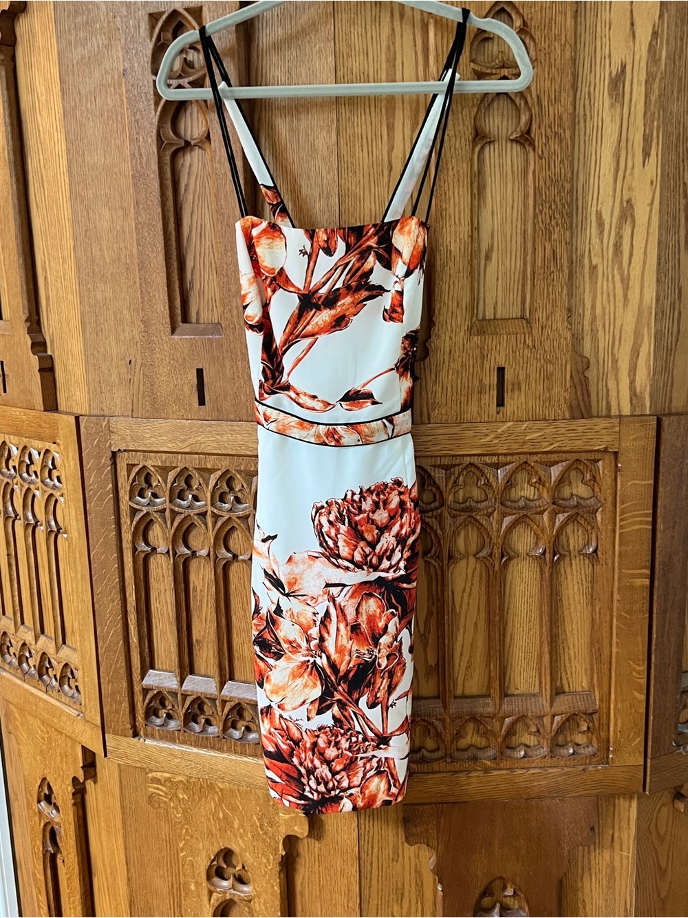 Sachin + Babi White Midi Dress with Rust Floral Print